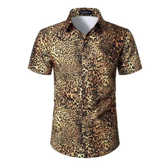 Shirts Mens Short Sleeve Button Down Leopard Print Shirt Poshmark